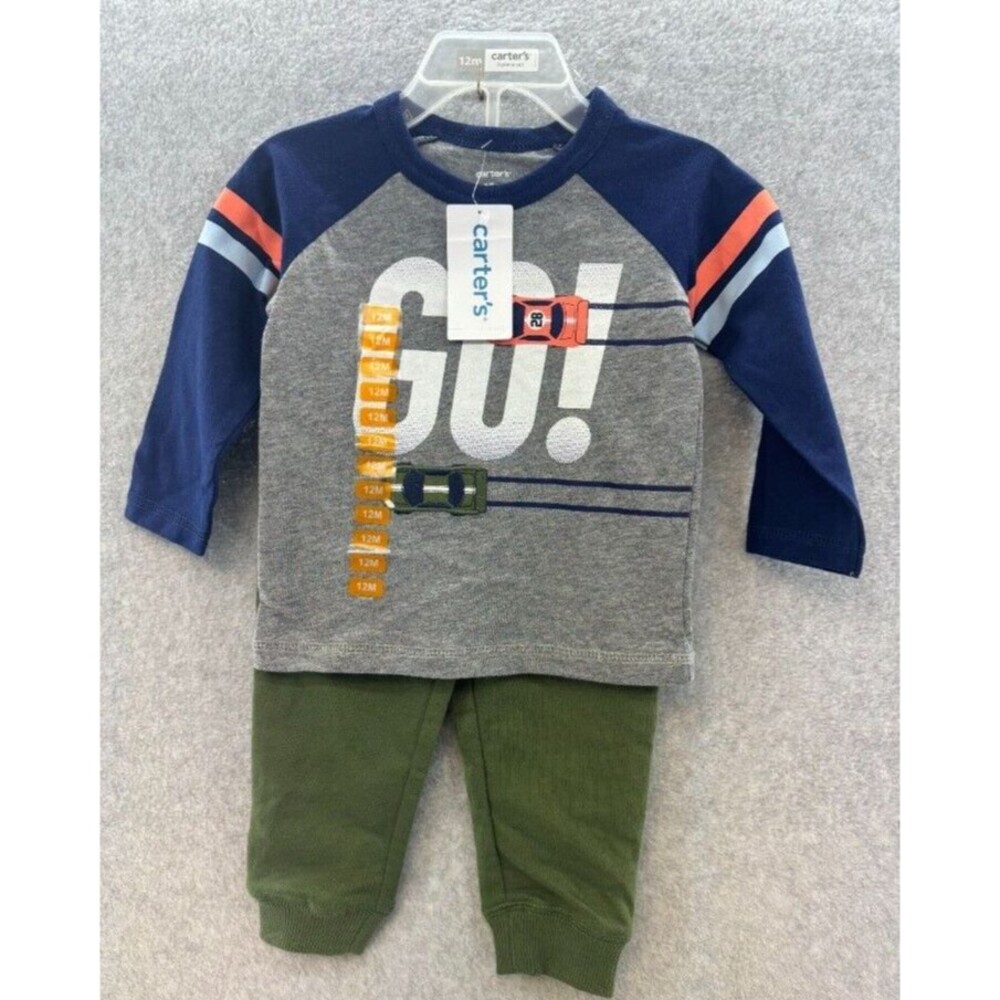 Carter's 2-Pc Boys Race Car Pant Set Size 12M - Picture 2 of 4